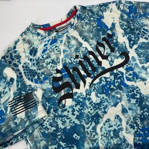 Kryptek Shiner Performance T-Shirt Mens Large Blue‎ Camo Tactical Short Sleeve